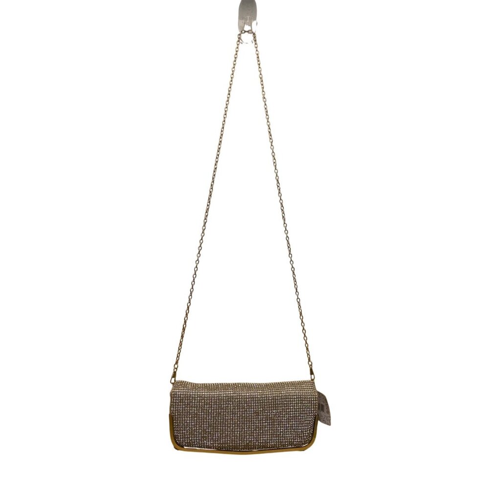 Lulu Townsend Women’s Gold Metal Rhinestone Chain Strap Evening Bag